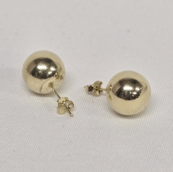 Large Polished Ball Stud Earrings 10K Solid Gold